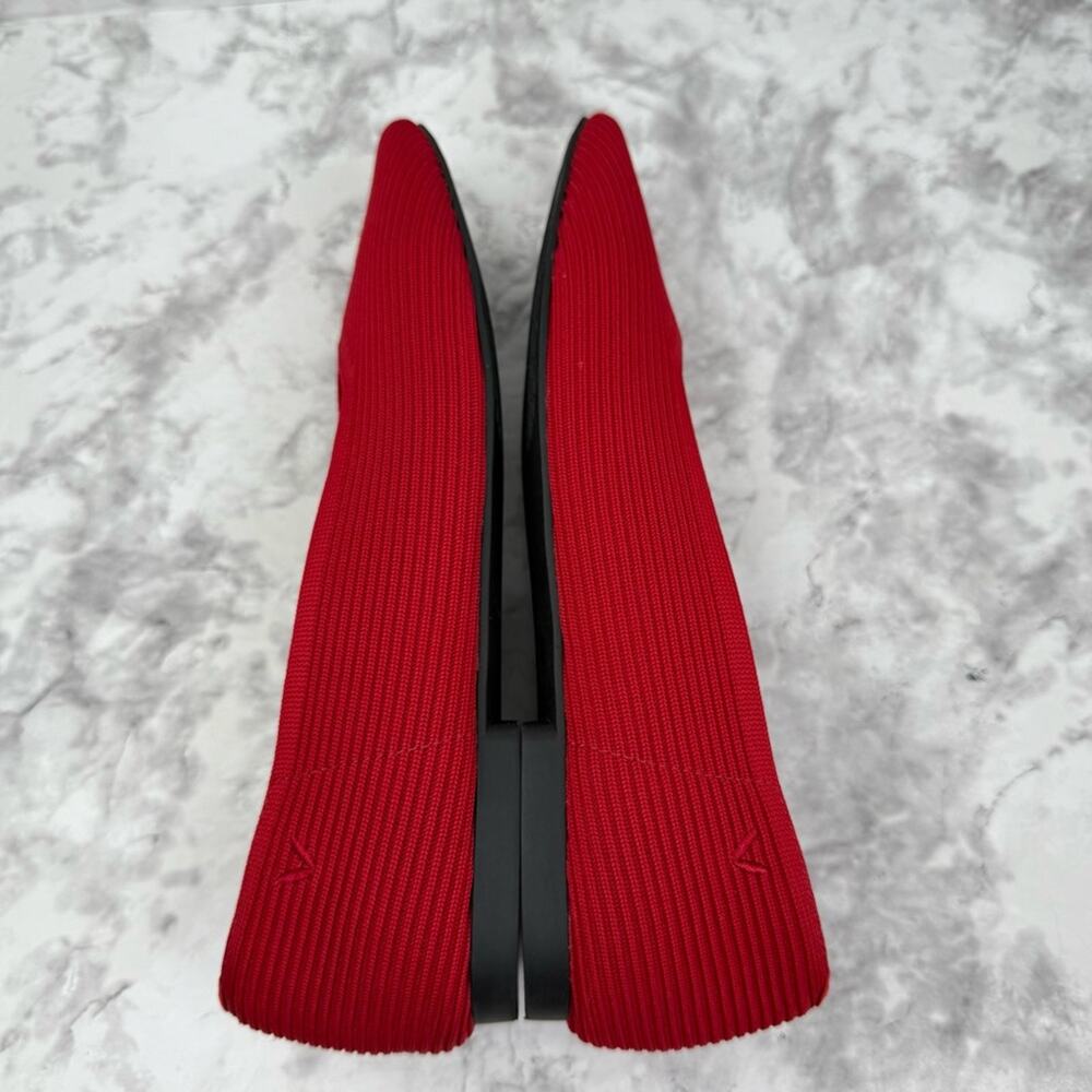 Women's Red Knit Ballet Flats - Comfortable Everyday Loafers - Picture 7 of 16